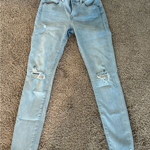 Express Light Blue Ripped Skinny Jeans